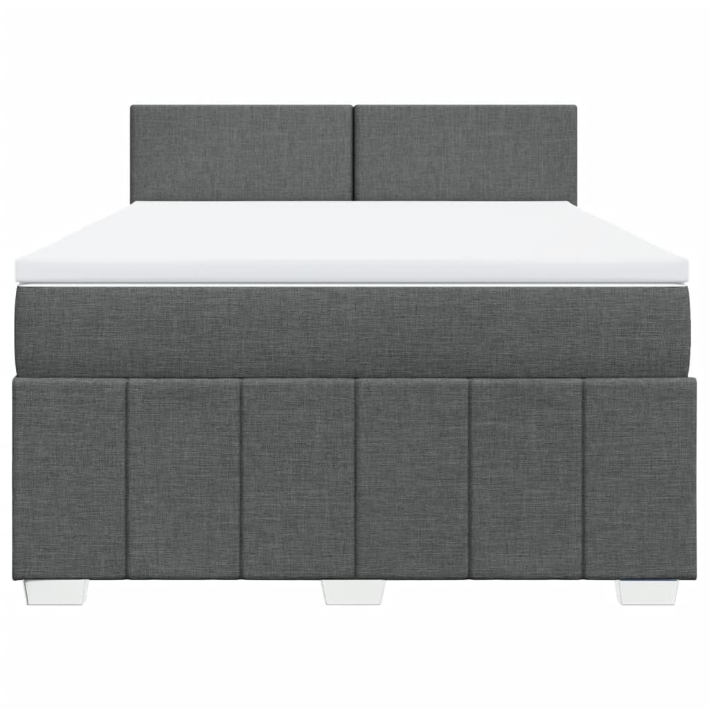 Boxspring met matras stof donkergrijs 140x200 cm