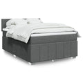 Dark grey fabric box spring with mattress 140x200 cm