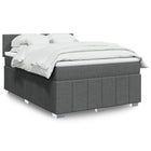 Dark grey fabric box spring with mattress 140x200 cm