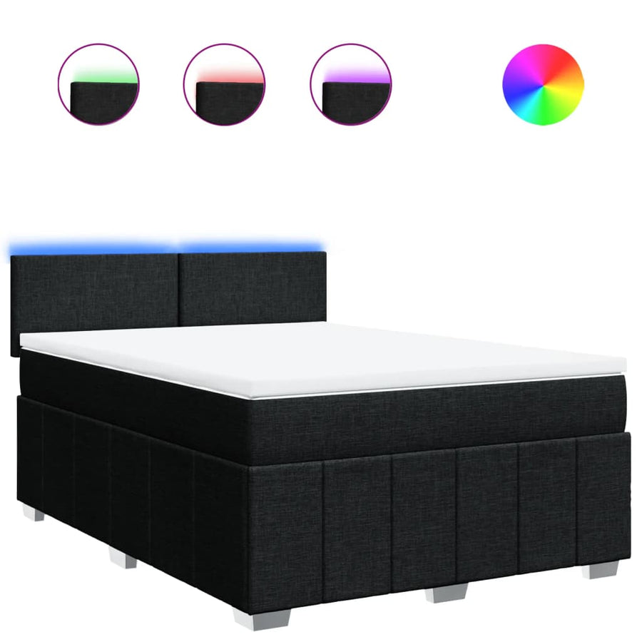 Boxspring met matras stof zwart 140x200 cm