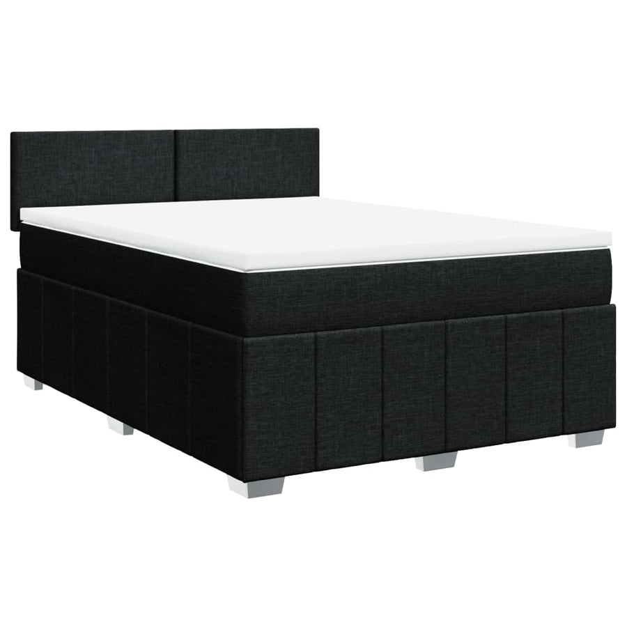 Boxspring met matras stof zwart 140x200 cm