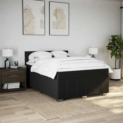 Boxspring met matras stof zwart 140x200 cm
