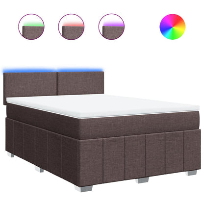 Boxspring met matras stof donkerbruin 140x200 cm
