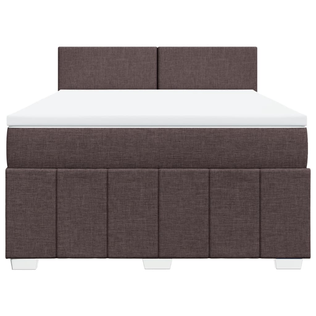 Boxspring met matras stof donkerbruin 140x200 cm