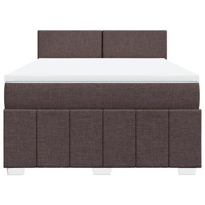 Boxspring met matras stof donkerbruin 140x200 cm