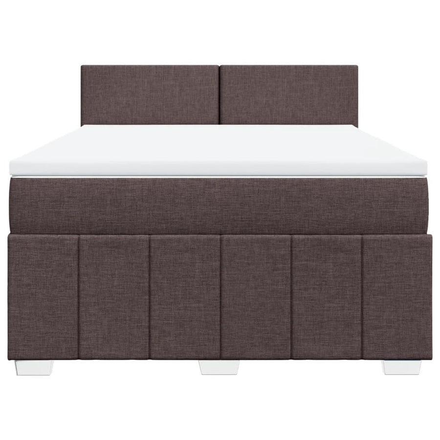 Boxspring met matras stof donkerbruin 140x200 cm