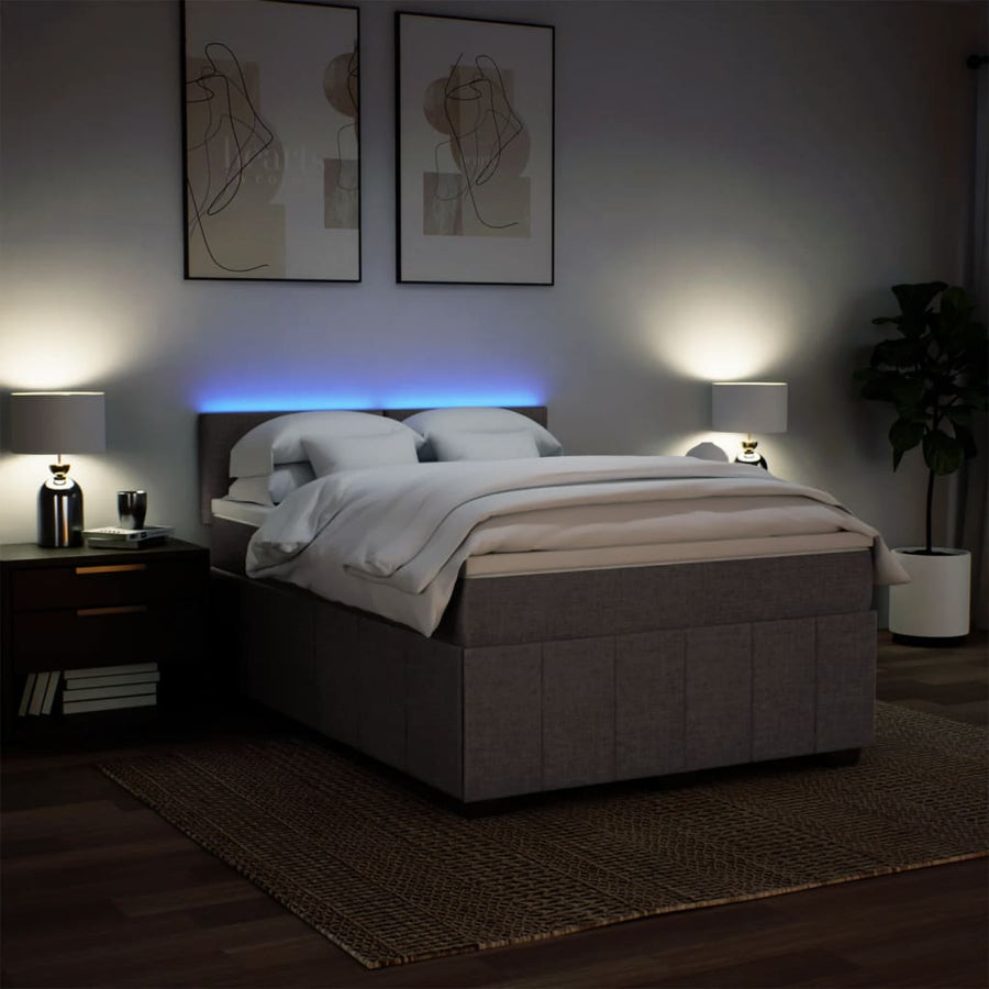 Boxspring met matras stof taupe 140x200 cm