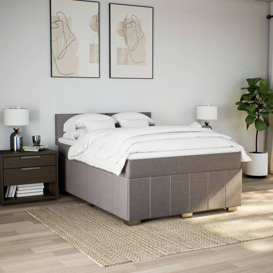 Boxspring met matras stof taupe 140x200 cm