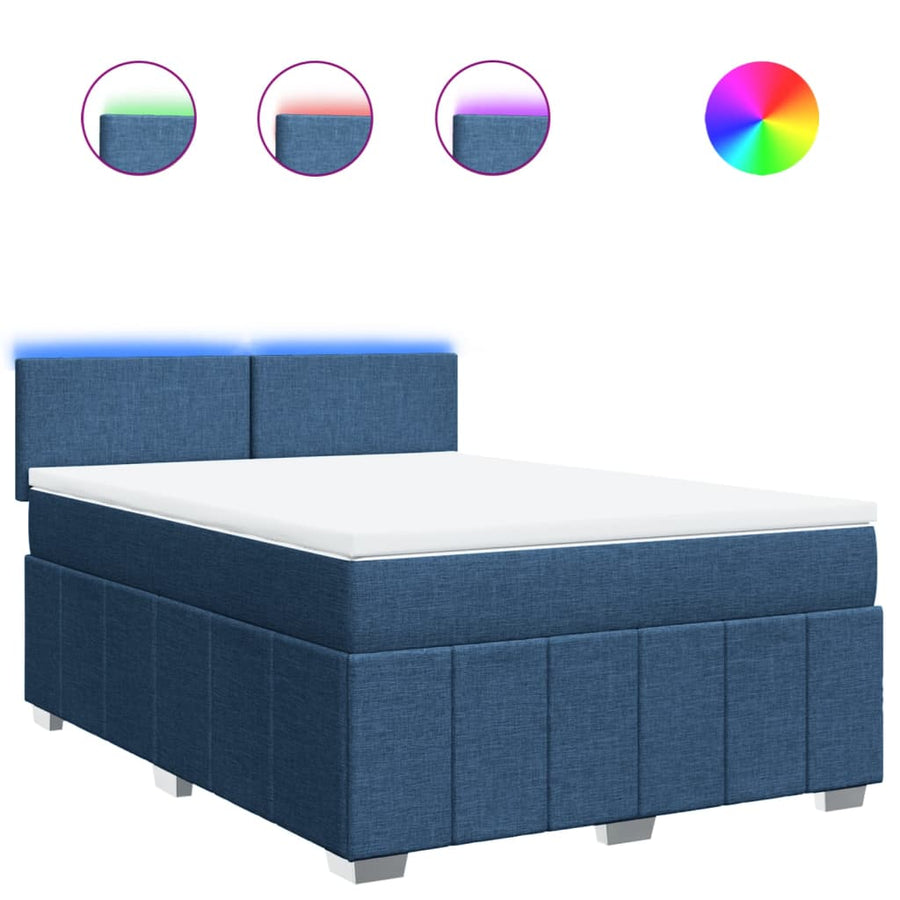 Boxspring met matras stof blauw 140x200 cm