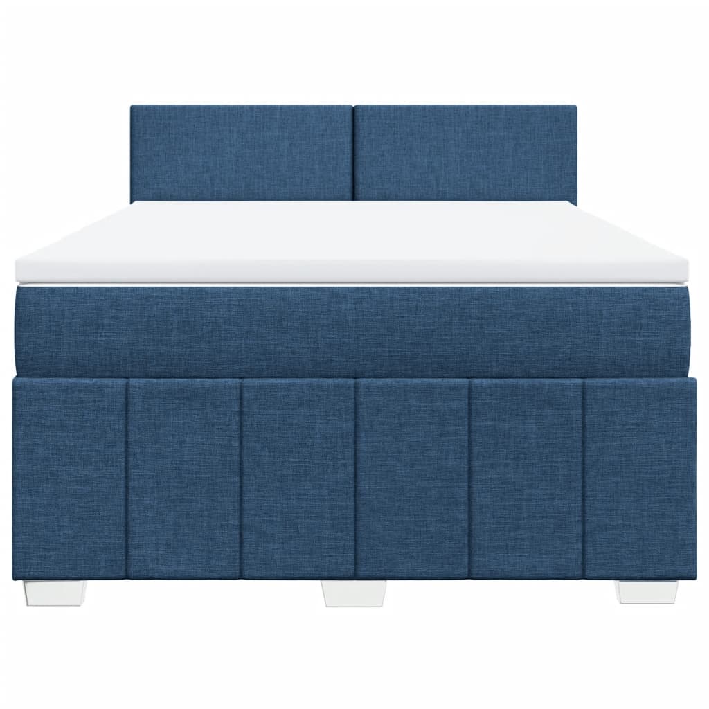 Boxspring met matras stof blauw 140x200 cm