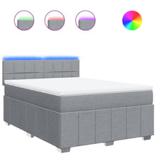 Boxspring met matras stof lichtgrijs 140x200 cm