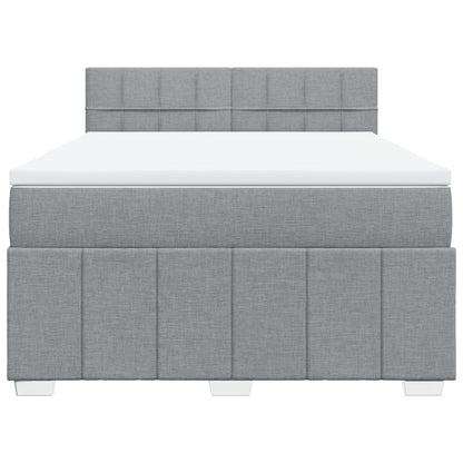 Boxspring met matras stof lichtgrijs 140x200 cm