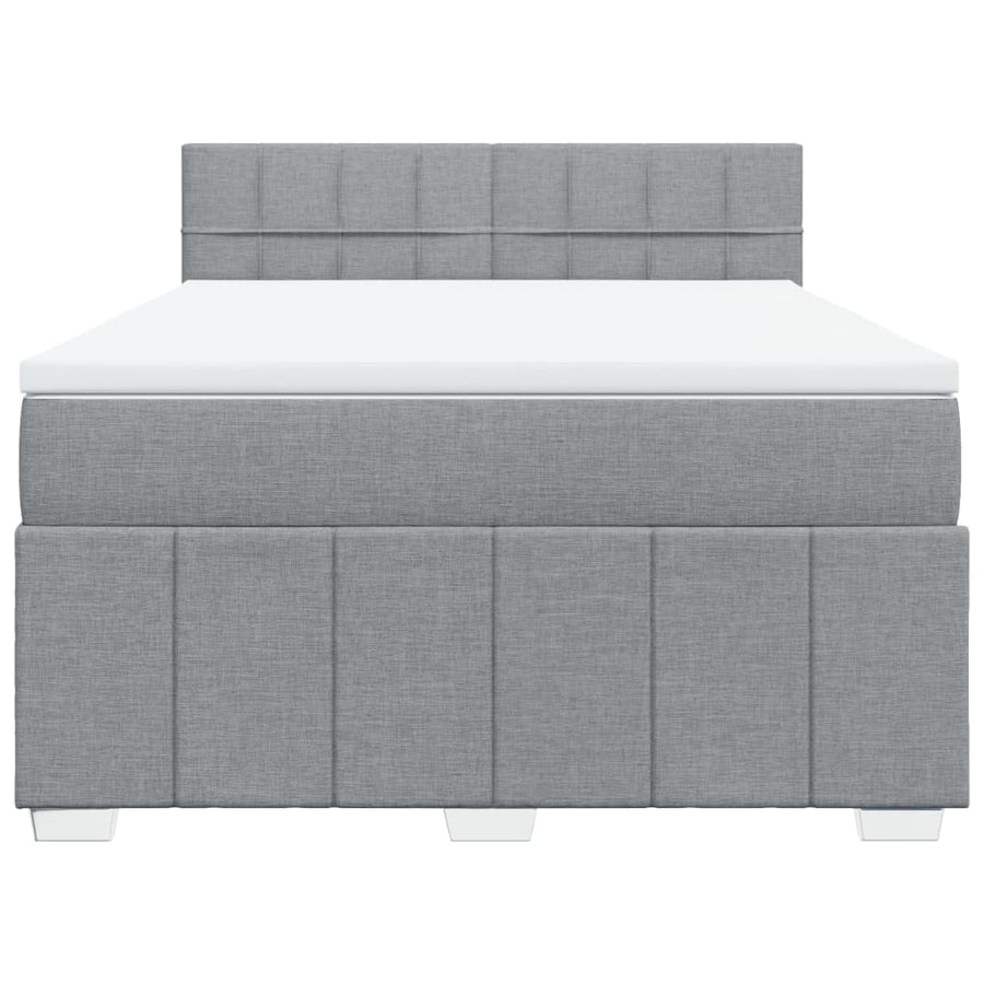 Boxspring met matras stof lichtgrijs 140x200 cm