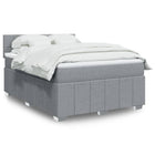 Box spring with light grey fabric mattress 140x200 cm