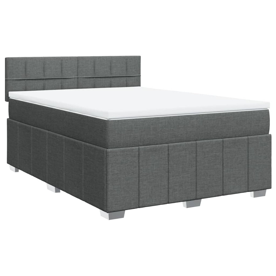 Boxspring met matras stof donkergrijs 140x200 cm
