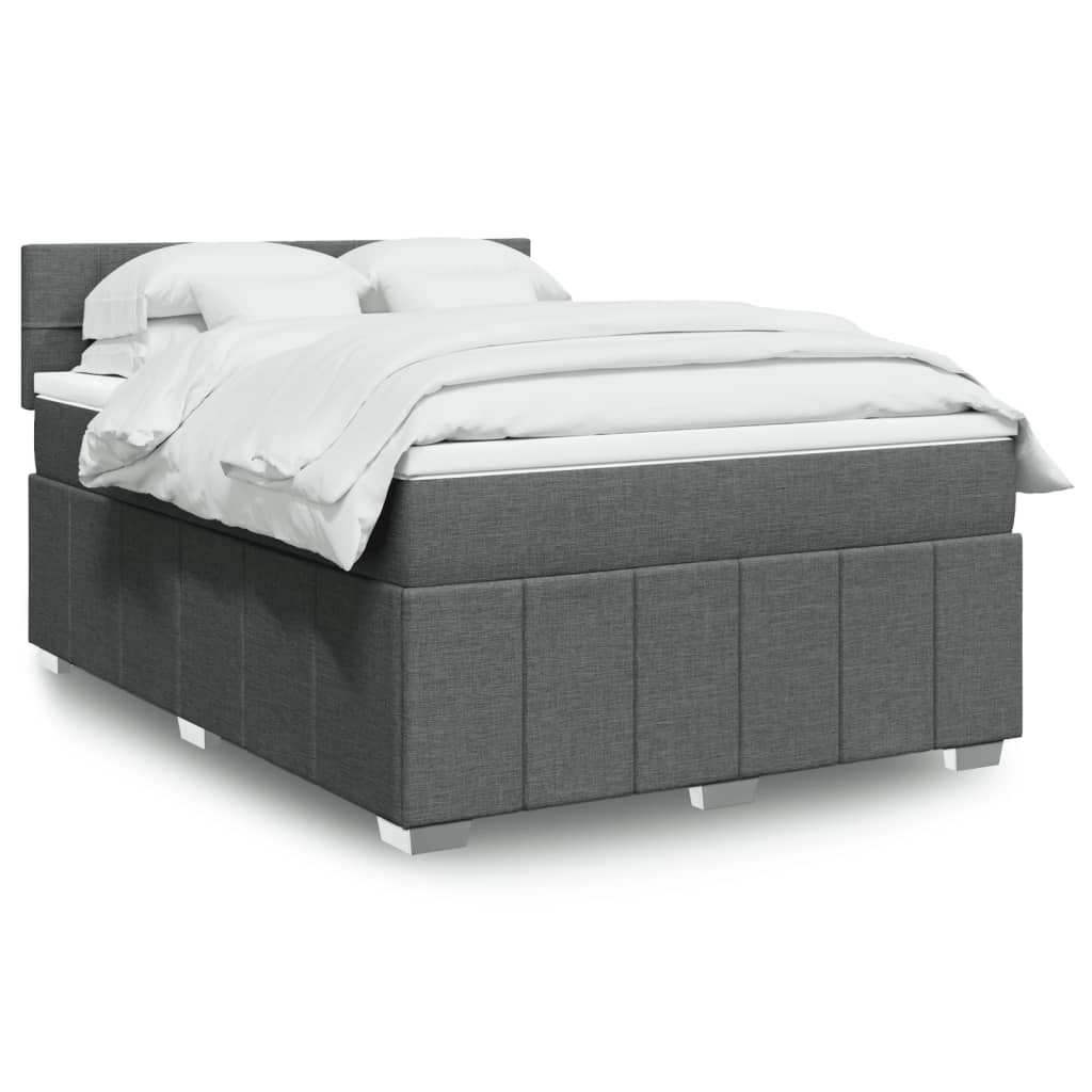Boxspring met matras stof donkergrijs 140x200 cm