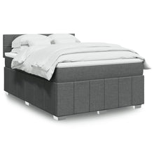 Boxspring met matras stof donkergrijs 140x200 cm