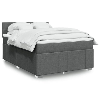 Boxspring met matras stof donkergrijs 140x200 cm