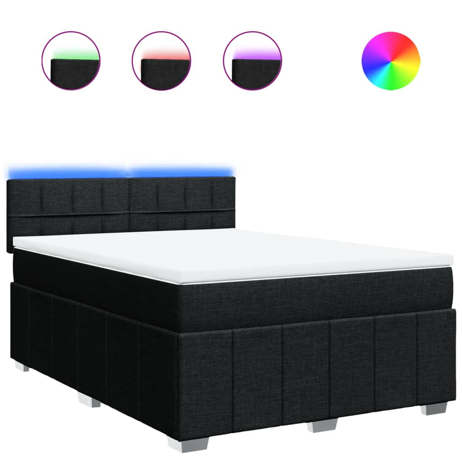 Boxspring met matras stof zwart 140x200 cm