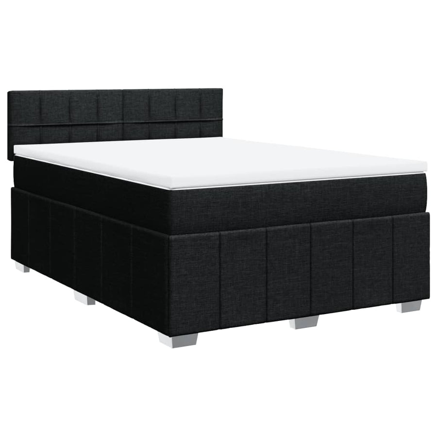 Boxspring met matras stof zwart 140x200 cm