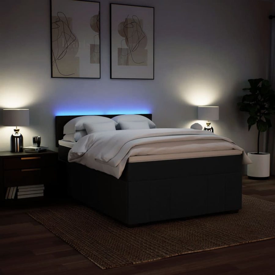 Boxspring met matras stof zwart 140x200 cm