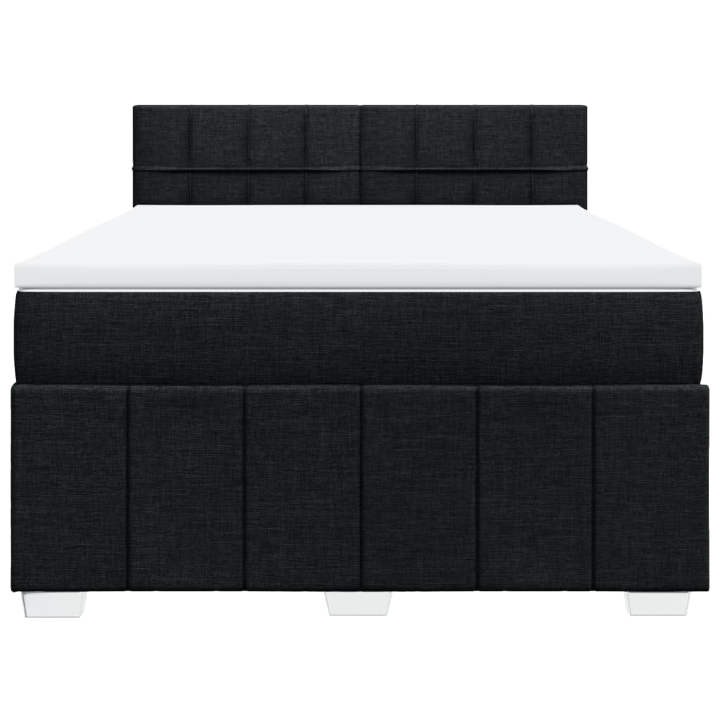 Boxspring met matras stof zwart 140x200 cm