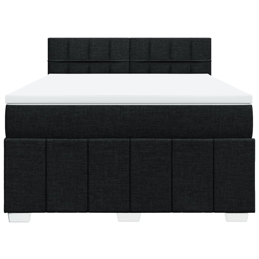 Boxspring met matras stof zwart 140x200 cm