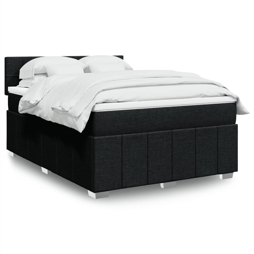 Boxspring met matras stof zwart 140x200 cm