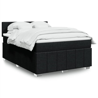 Boxspring met matras stof zwart 140x200 cm