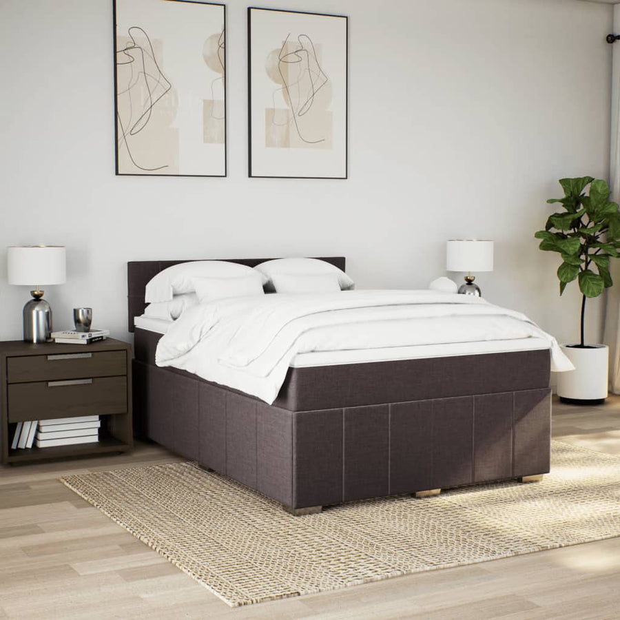 Boxspring met matras stof donkerbruin 140x200 cm