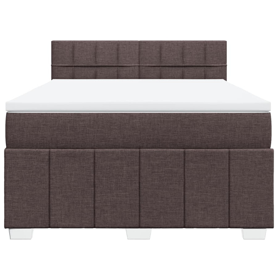 Boxspring met matras stof donkerbruin 140x200 cm