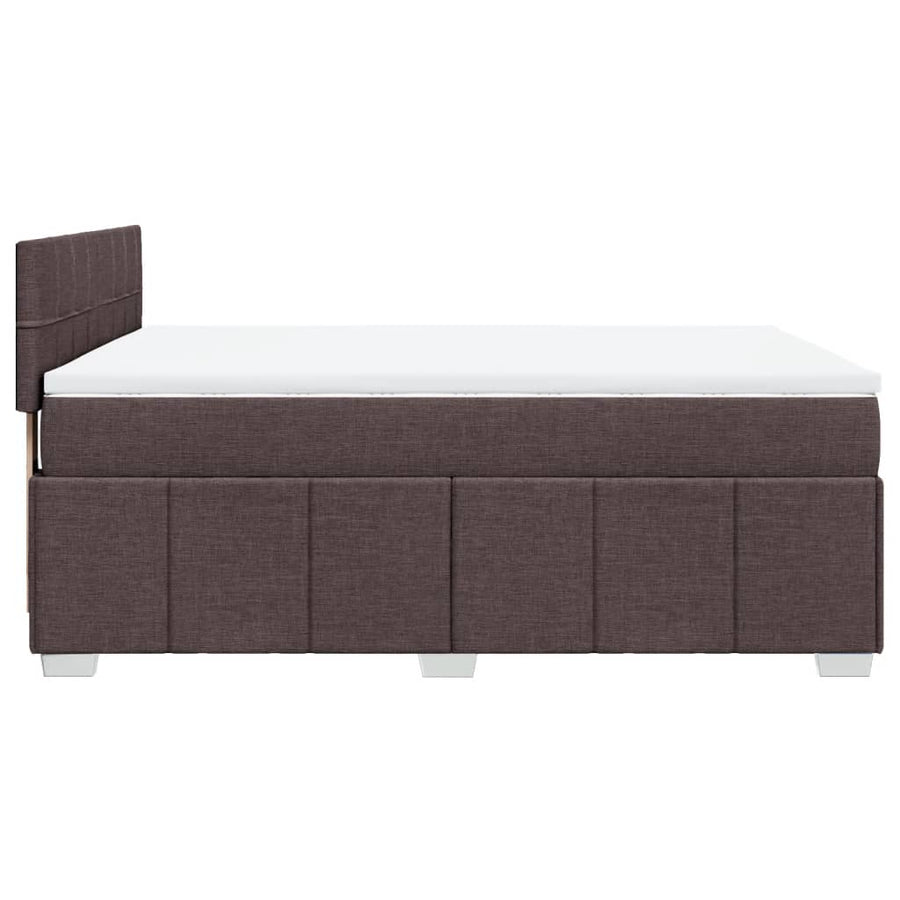 Boxspring met matras stof donkerbruin 140x200 cm