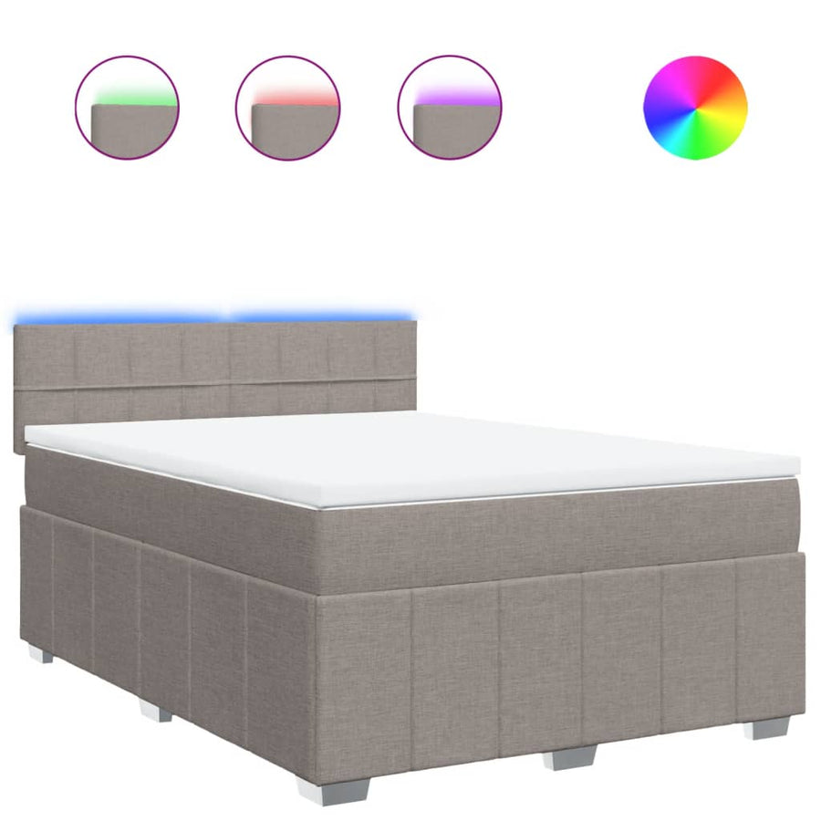 Boxspring met matras stof taupe 140x200 cm