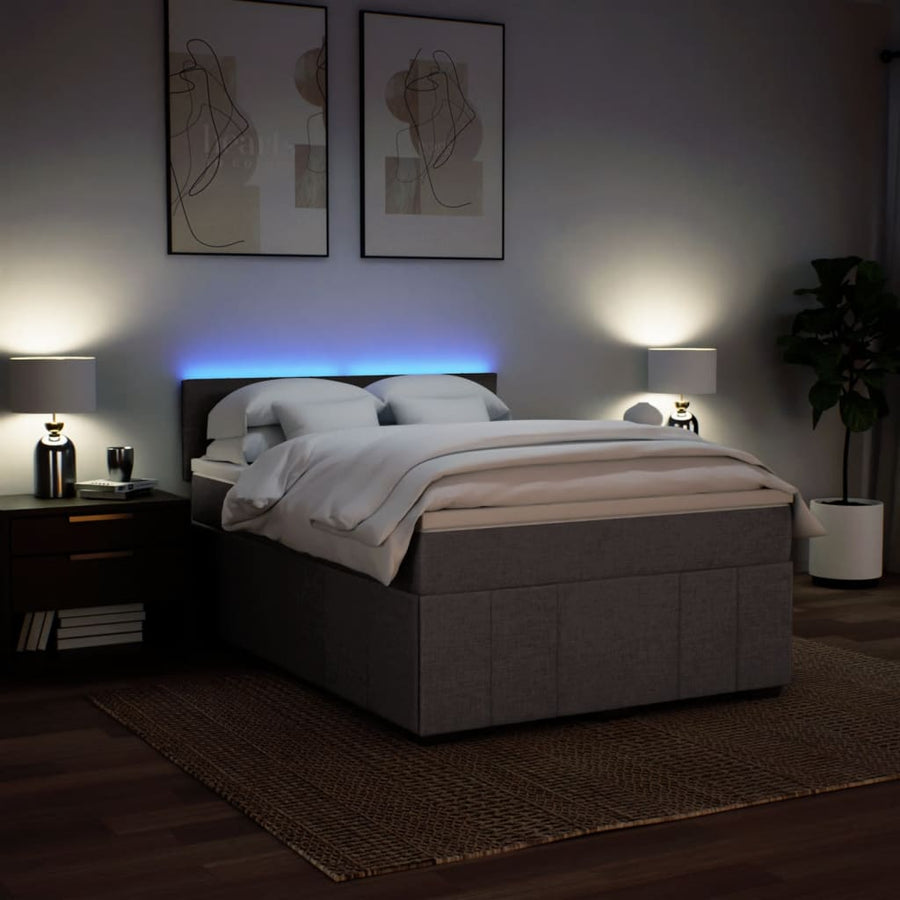 Boxspring met matras stof taupe 140x200 cm