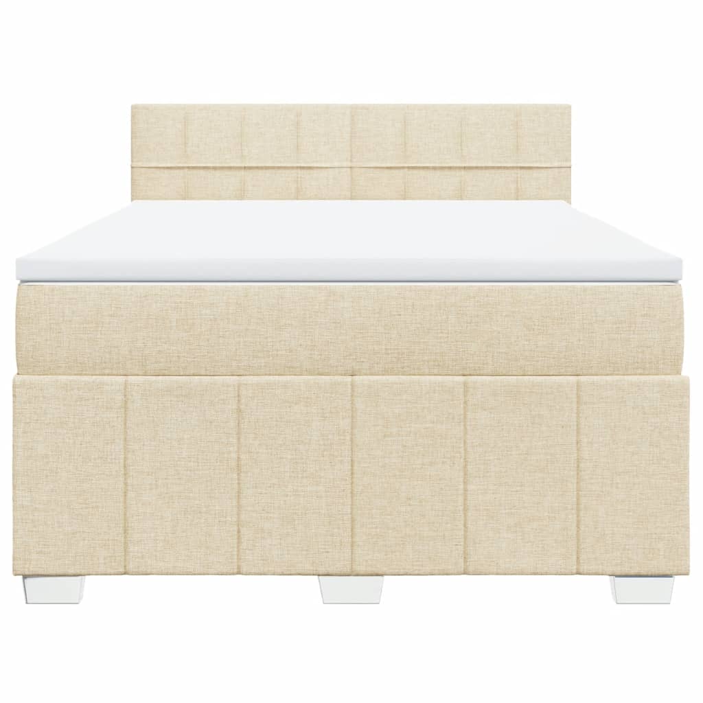 Boxspring met matras stof crèmekleurig 140x200 cm