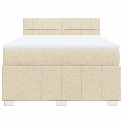 Boxspring met matras stof crèmekleurig 140x200 cm