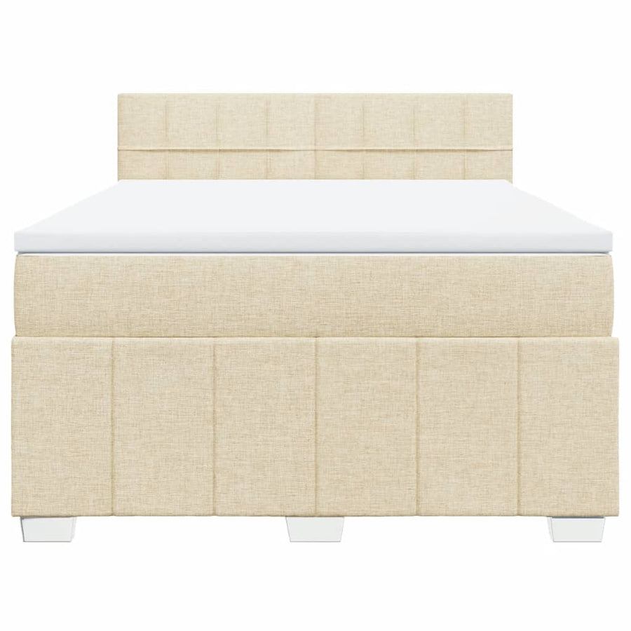 Boxspring met matras stof crèmekleurig 140x200 cm