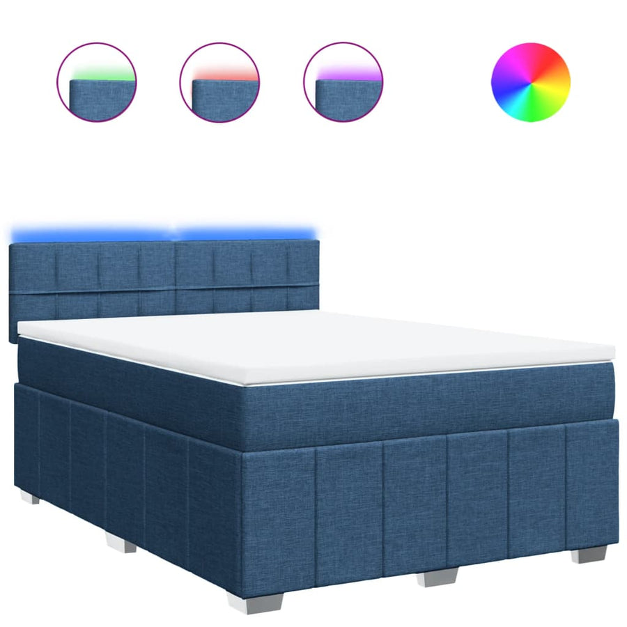 Boxspring met matras stof blauw 140x200 cm