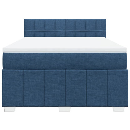 Boxspring met matras stof blauw 140x200 cm
