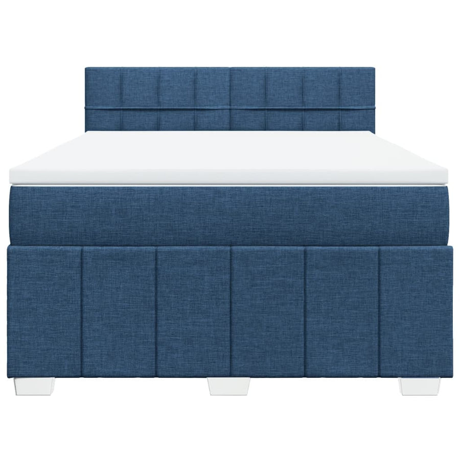 Boxspring met matras stof blauw 140x200 cm