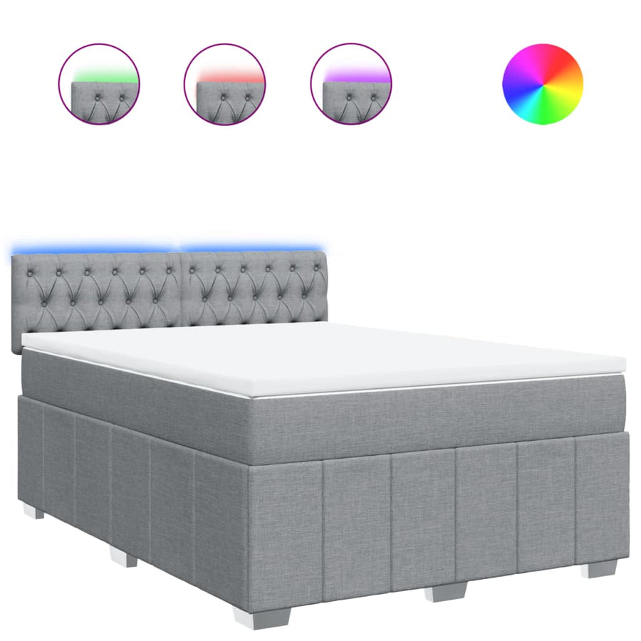 Boxspring met matras stof lichtgrijs 140x200 cm
