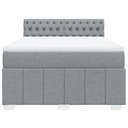 Boxspring met matras stof lichtgrijs 140x200 cm