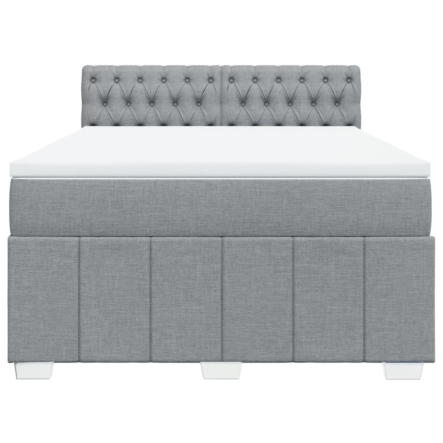 Boxspring met matras stof lichtgrijs 140x200 cm