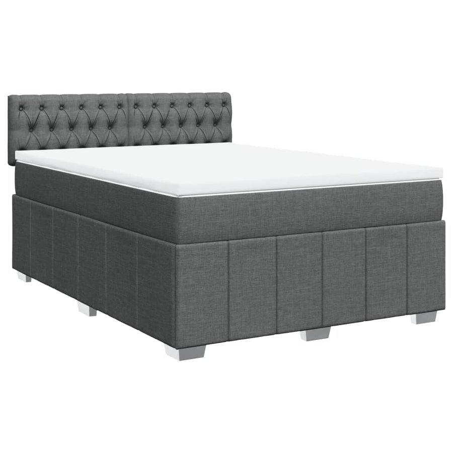Boxspring met matras stof donkergrijs 140x200 cm