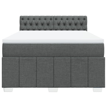 Boxspring met matras stof donkergrijs 140x200 cm