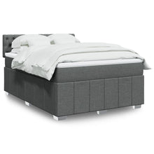 Boxspring met matras stof donkergrijs 140x200 cm
