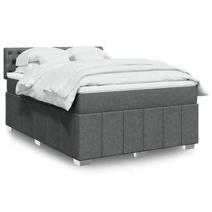 Boxspring met matras stof donkergrijs 140x200 cm