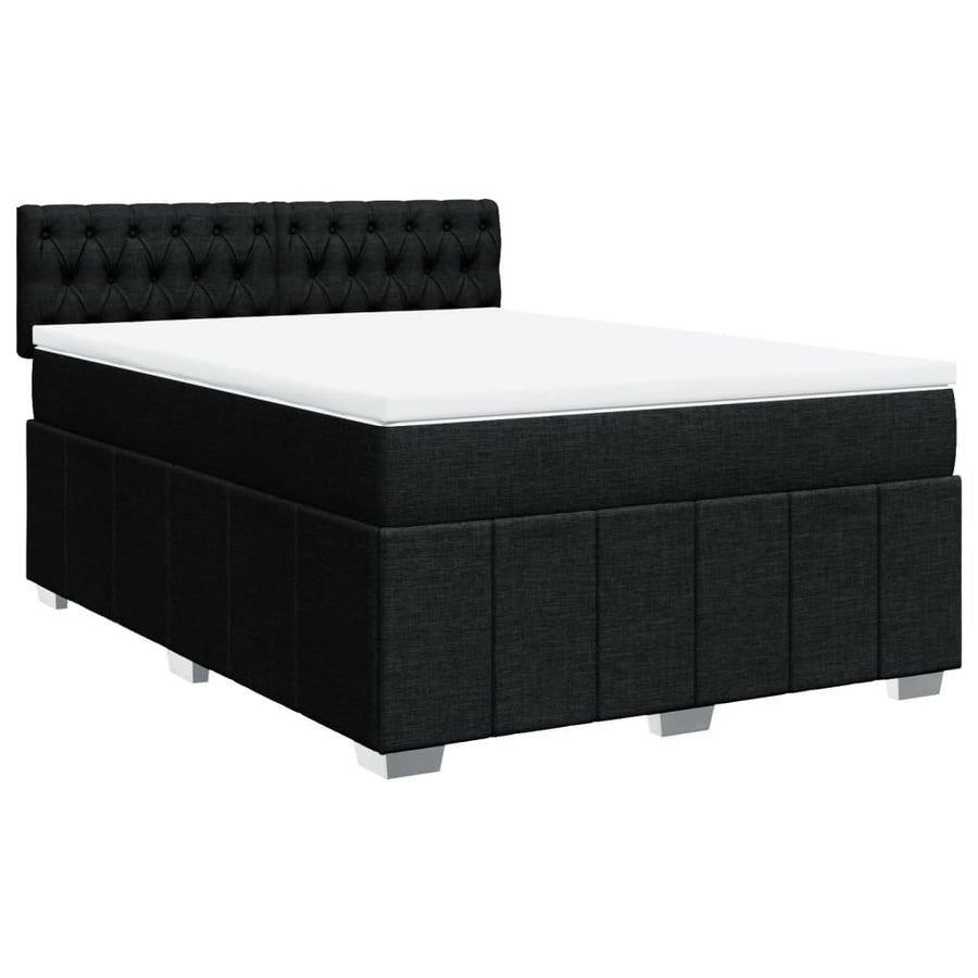 Boxspring met matras stof zwart 140x200 cm