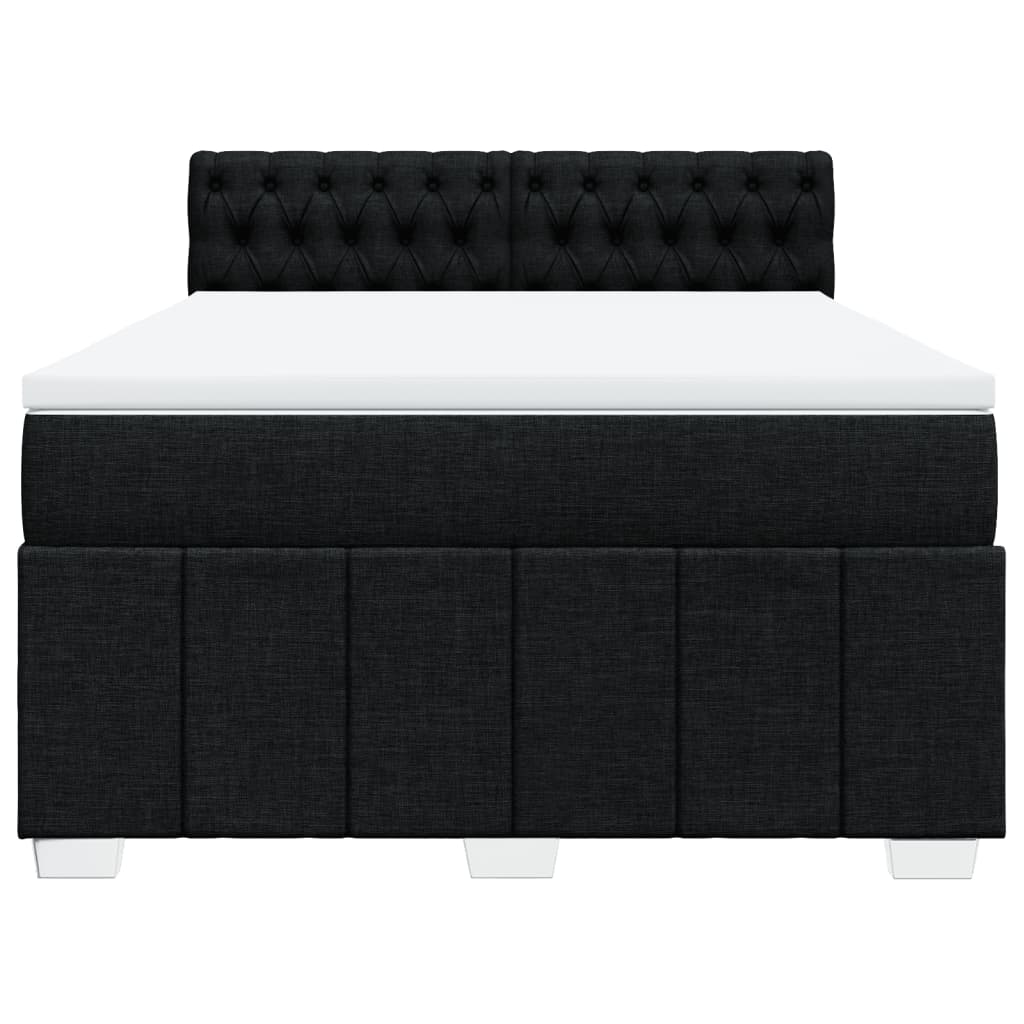 Boxspring met matras stof zwart 140x200 cm