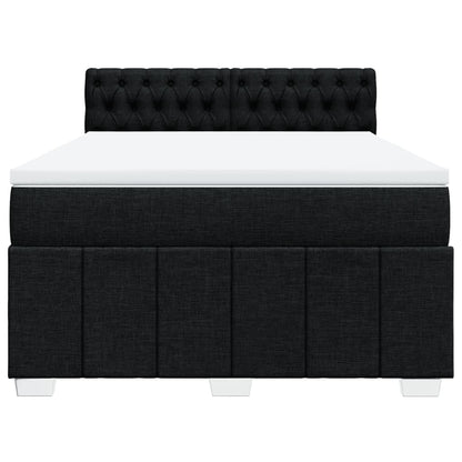 Boxspring met matras stof zwart 140x200 cm